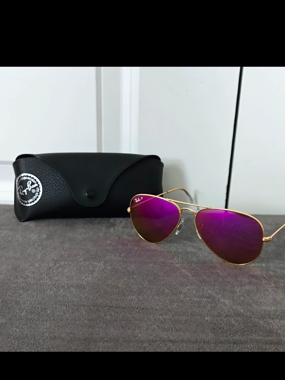 Ray-Ban Aviator Classic Sunglasses Gold Metal Frame Mirrored Glass 58 14 - Large